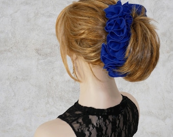 Chiffon Fabric Banana Clip Comb: Handmade Ponytail Hair Bow 7&quot; Long