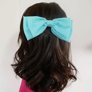 Chiffon Two-Layer Straight Bow 3&quot; Barrette Hair Bow for Women Hair Accessories Bow Half up Hair Ponytail holder Hair Bow