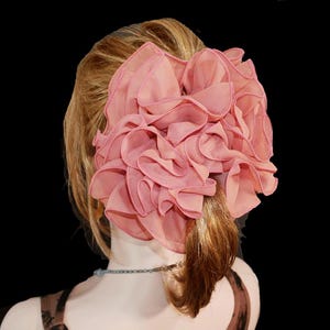 Jumbo Size Hair Jaw Clip Bow Extra Large 7&quot; Wide Hair Bow  Chiffon Fabric Ruffled Hair Bow Accessories for Women Assorted Colors Options,