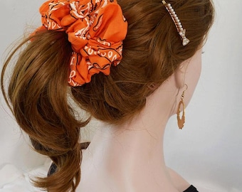 Extra Large Scrunchie: Bandanna Hair Tie - Ponytail Bun - 4 Colors
