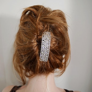 Vintage Crystal Pearl Bridal Barrette: Silver Wedding Hair Clip