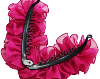 Banana Clip Comb Chiffon Bow Bun cover  Ponytail  Fluffy Hair Bow Assorted Colors