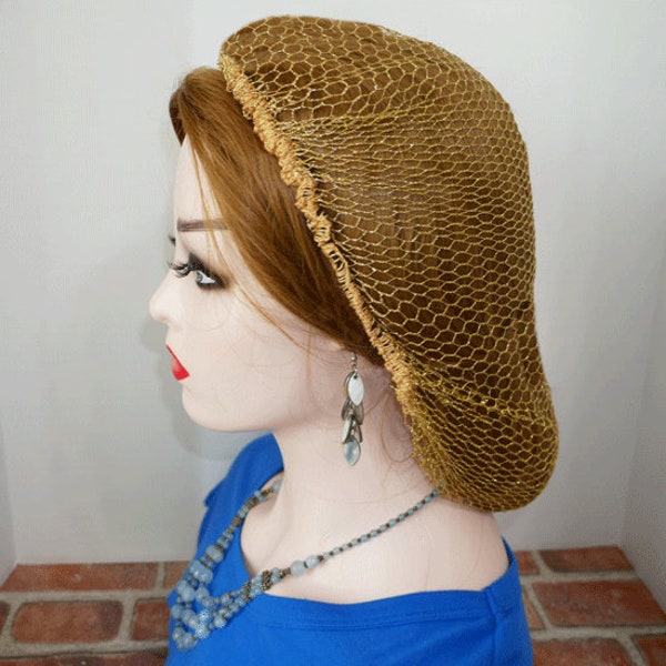 Metalic Gold Fancy Hair Net Snood for Long Hair covering Snood for Fancy elegant occasion Renaissance Hair Snood style