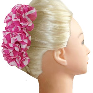 バナナヘアクリップ、フリルプリントシフォンシアーレディースヘアクリップロングボウ、コーム付きロングヘアクリップボウ、レディースヘアアクセサリー