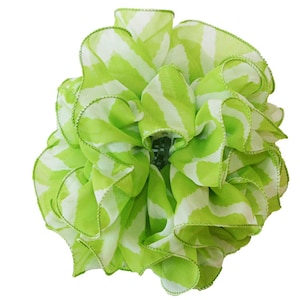 Jumbo size Chiffon Hair Clip, Bow on Clip, Green, Red. Brown ,Pink Bow, Women Large Ruffled Print Chiffon Material Claw Jaw Clip Fabric Bow