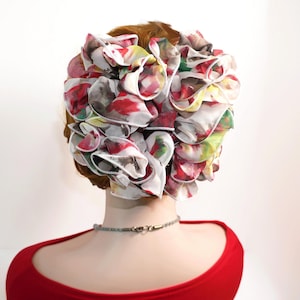 Jumbo Floral Chiffon Hair Bow Claw Clip: Handmade Abstract Design (7&quot;)