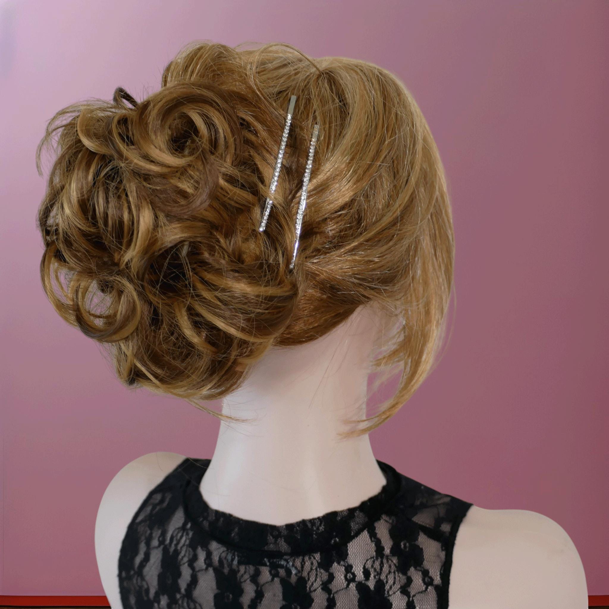 Hair Pins fully rhinestoned Pair Floral rhinestone hair pins - Dainty rhinestone blossom hair  main image 3