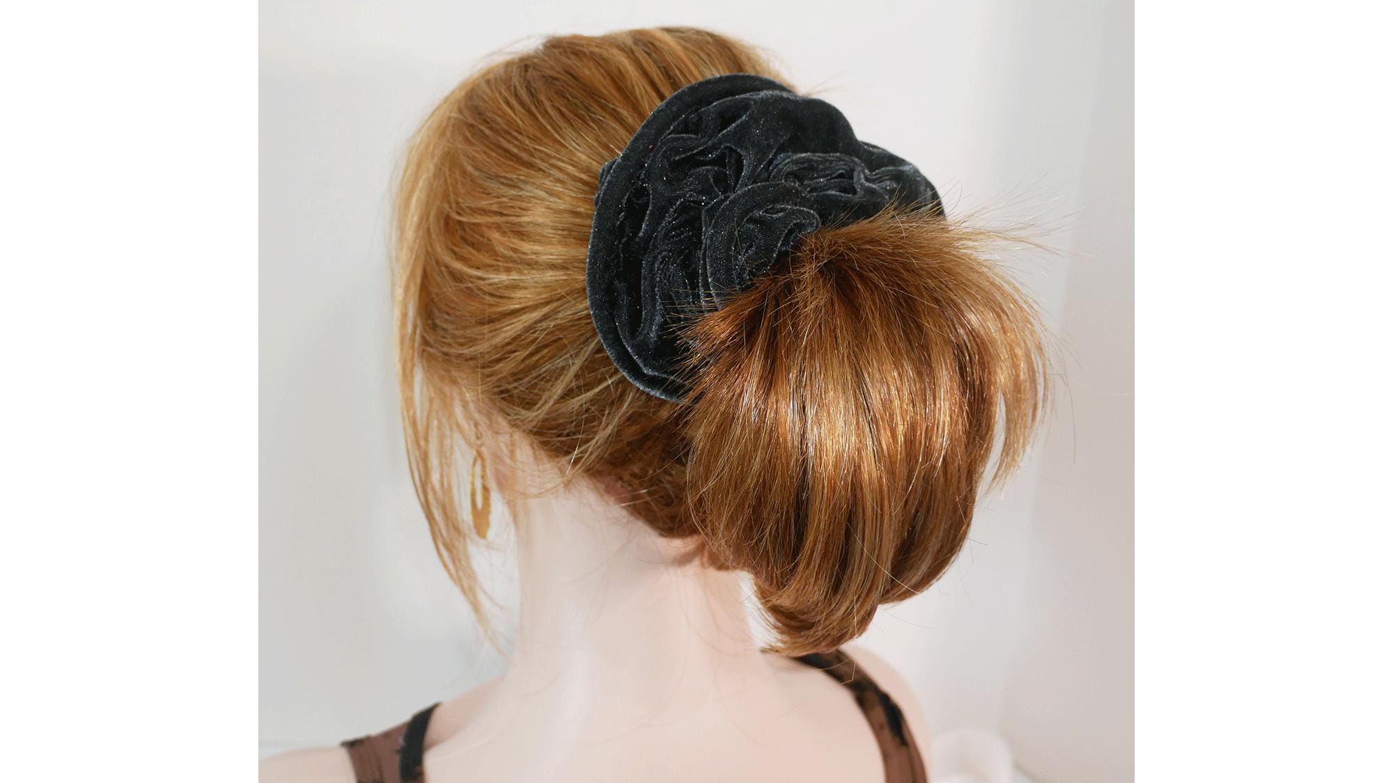 12 Large Velvet Scrunchies for Thick Long Hair Orange Hair Ties Ponytail Holders Lush Velvet Scrunchie | strawberry red – NEON SOL main image 3