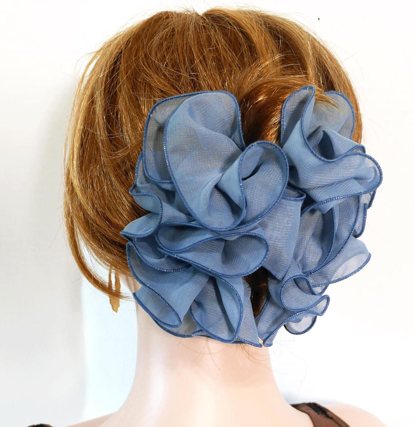 Medium Size 6" Chiffon Bow Hair Jaw Clip: Elegant Updo Ponytail Holder Assorted Colors