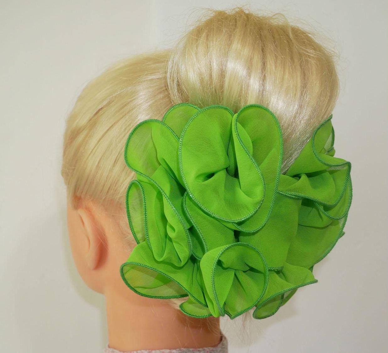 Medium Size Chiffon Jaw Clip Bow: Assorted Green Colors Women's Hair Accessories, 6" Wide