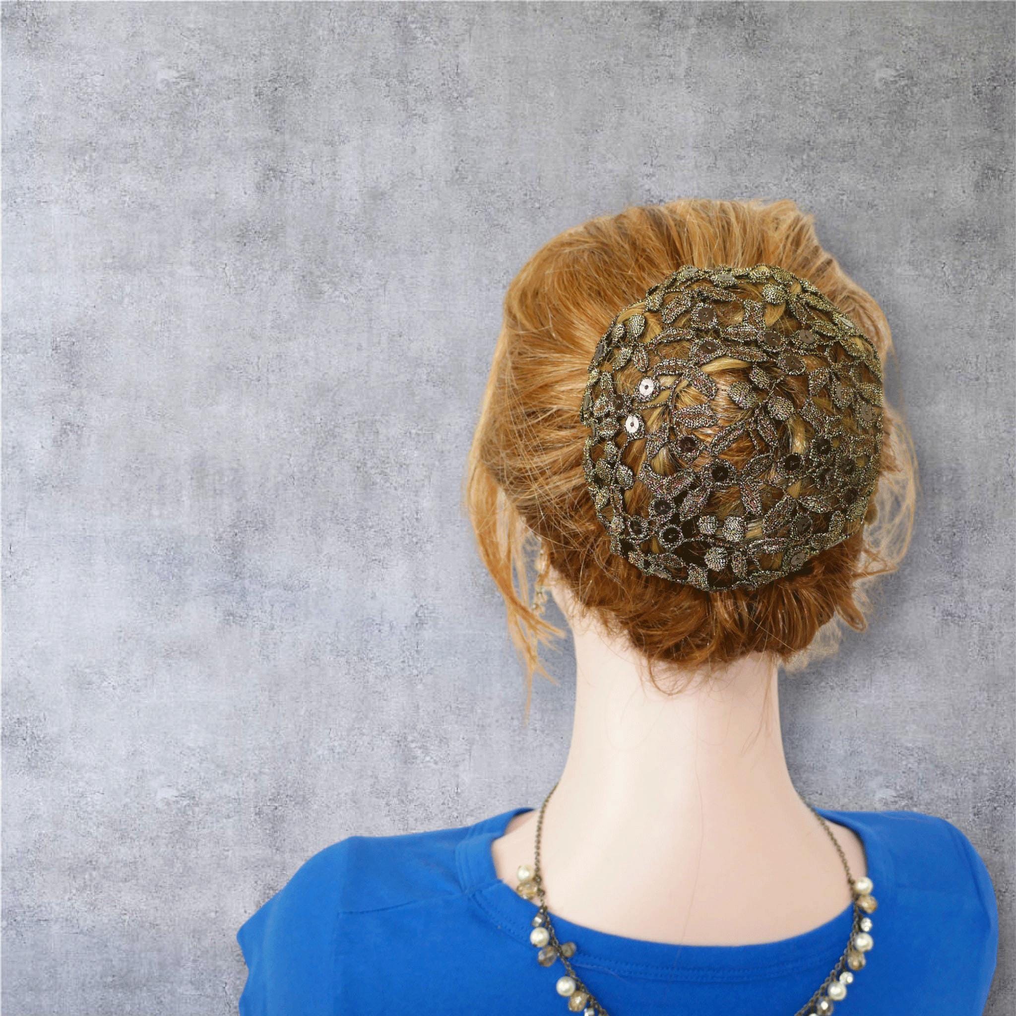 Antique Gold Beaded Sequin Hair Bun Cover: Ballet Snood 5  display picture 1