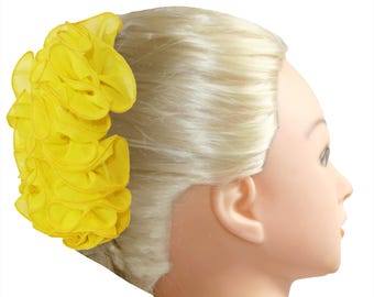 Handmade Ruffle Chiffon Banana Hair Clip: Fabric Wave Design  display picture 3