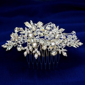 Crystal Bridal Comb: Silver Floral Wedding Hair Accessory