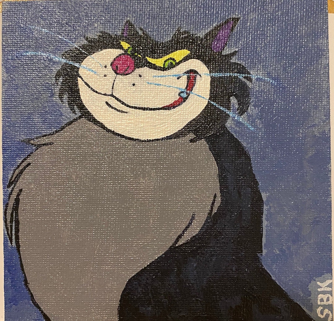 Lucifer, Cinderella, Disney Painting, Cat, Acrylic Painting - Etsy