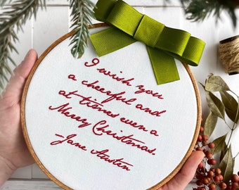 Jane Austen Funny Quote, Regency Era Decor, Merry Christmas Embroidery Art Finished, Vintage Aesthetic Holiday Decoration, Jane Austen Gift