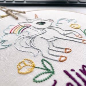 Feeling Stabby: Funny Unicorn Finished Embroidery Art, Snarky Cubicle or Desk Accessory, Small Subversive Cross Stitch Completed, Handmade image 2