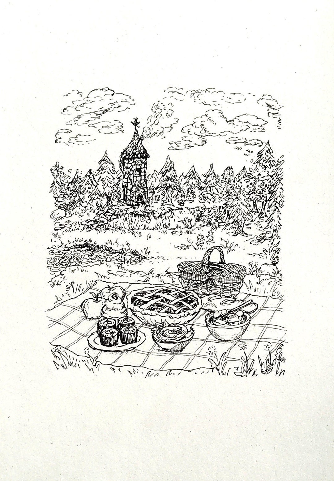 Stardew Valley A5 Art Print | Picnic by the Wizard's Tower