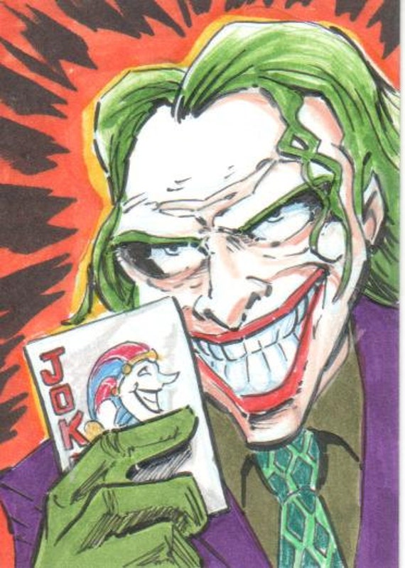 Original Art Joker Sketch Card Etsy Original Art Joker Sketch Card Etsy
