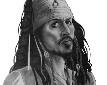 Original illustration of Johnny Depp as Captain Jack