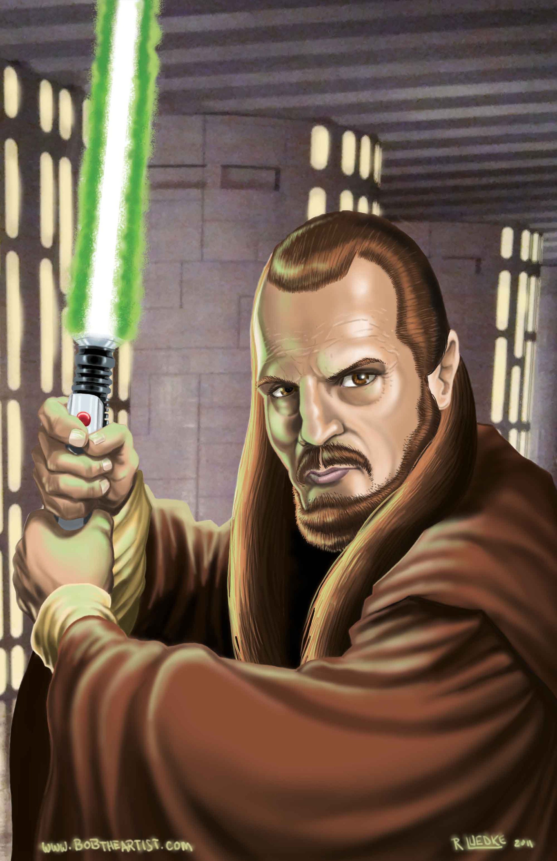 Download Liam Neeson Qui-Gon Jinn Star Wars Light Saber Wallpaper