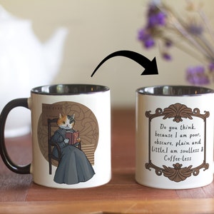 Cat Jane Eyre  Mug - Literary Coffee Cup for Charlotte Brontë Fans