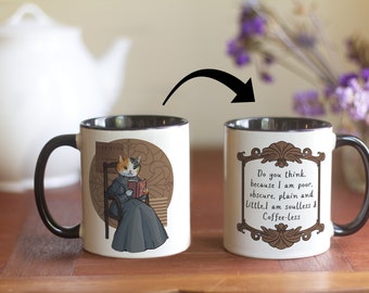 Cat Jane Eyre  Mug - Literary Coffee Cup for Charlotte Brontë Fans