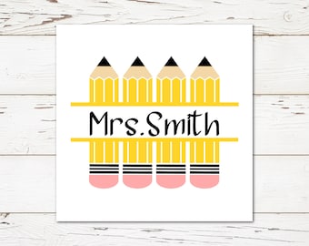 Pencil name decal, Teacher decals, Pencil decal, Decal for teacher, Teacher name decal, Teacher gift, Teacher appreciation gift