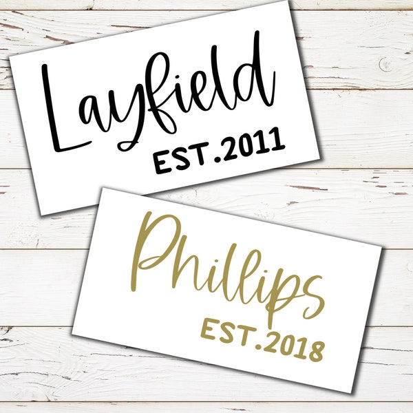 Last name decal, Family Established decal, DIY wedding decor, Custom last name decal, Wedding vinyl decal, Last name established decal