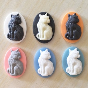 18mmx25mm 6 Colors Oval Flatback Resin Filigree Cat Cameo Cabochon Charm Finding,Phone Decoration Kit,DIY Accessory Jewelry Making