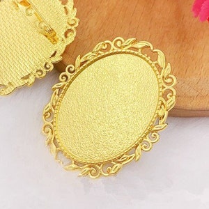 7 Colors Handmade Oval Flower Brooch/Pin/Breast Pin,Base Setting Tray Bezel,Fit 30mmx40mm Cabochon Cameo