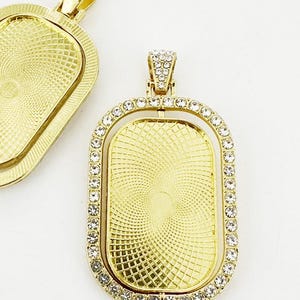 Handmade Rotate Rhinestone Rectangle Base Setting Tray Bezel Pendant Charm Finding,fit 23mmx37mm Cabochon/Cameo,DIY Accessory Jewelry Making