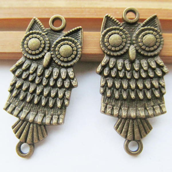 14mmx34mm Antique Silver tone/Antique Bronze Night Owl Connector Pendant Charm/Finding,Bracelet Charm,DIY Accessory Jewelry Making