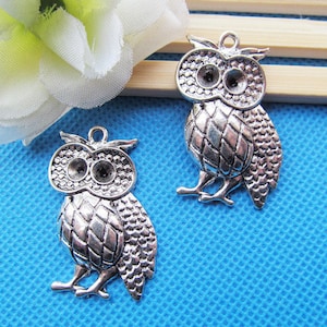 26.20mmx36.21mm Antique Silver tone Lovely MOE Night Owl Pendant Charm/Finding,fit Rhinestone,DIY Accessory Jewellery