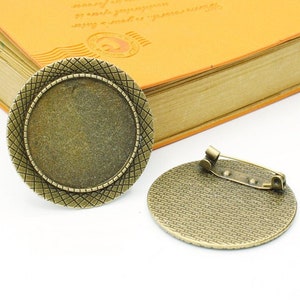 Antique Silver tone/Antique Bronze Handmade Brooch/Pin/Breast Pin,Round Base Setting Tray Bezel,Fit 30mm Cabochon/Cameo