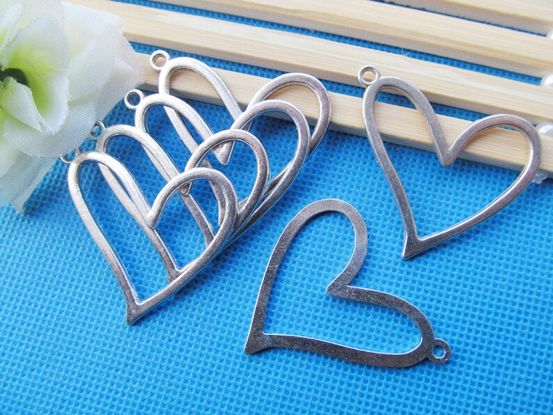 41.70mmx35mm Antique Silver toneAntique Bronze Flat Heart Frame Connector Pendant Charm Finding,Bracelet and Necklace Charm,DIY Accessory