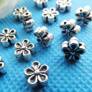 3mmx7mm  Silver tone Flower Spacer Beads,Bracelet Beads,Necklace Beads,DIY Beads,Jewellery Making Beads