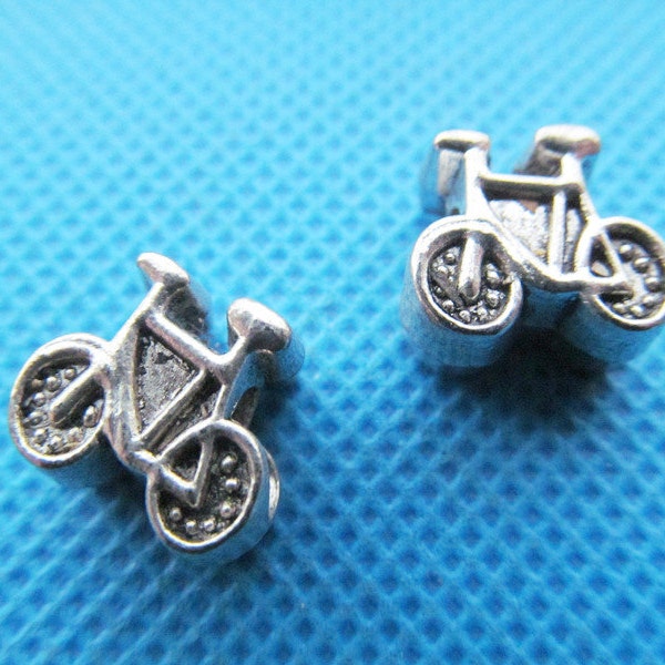 12.5mmx11.5mm Antique Silver tone Little Bicycle Slider Spacer Beads Charm/Finding,for Bracelet & Necklace,DIY Accessory Jewellry