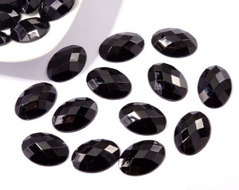 Flatback Multi-faceted Black Acrylic Cabochon Charm/Finding,for 18mmx25mm Base Setting Tray Bezel,DIY Accessory Jewellery Making
