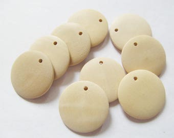 25mmx4.50mm Unfinished Large Heavy Flat Circle Round Discs Natural Wood Pendant Charm,One hole,DIY Accessory Jewellry Making