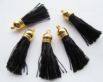 45mm Golden Plastic Caps Handbag Tassels,DIY Accessories,Colorful Silk Cord,Chamois Macrame Bag Component