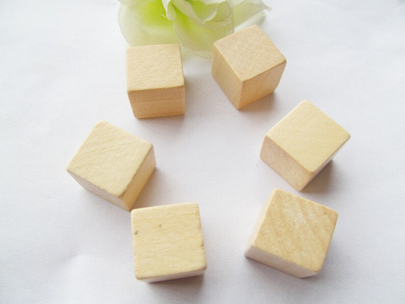 15mm Large No Hole Unfinished Square Natural Wood Spacer Beads Charm Finding,Cubic Wooden Beads,DIY Accessory image 4