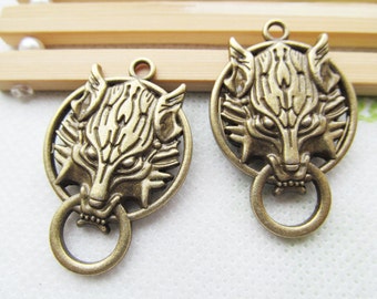 27mm×40mm Heavy Antique Silver tone/Anique Bronze Wolf Head Connector Pendant Charm/Finding, DIY Accessory Jewellry Making