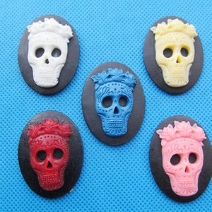 30mmx40mm 6 Colors Oval Flatback Resin Relief Skull Cameo Cabochon Charm Finding,fit Base Setting Tray,DIY Accessry Jewellry