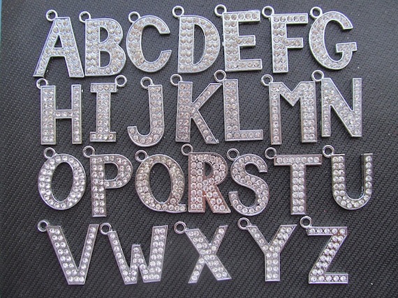 Large Silver Tone white K Alphabet Letter Pendant Charm finding bestridden White Rhinestone diy Accessory Jewelry Making Etsy