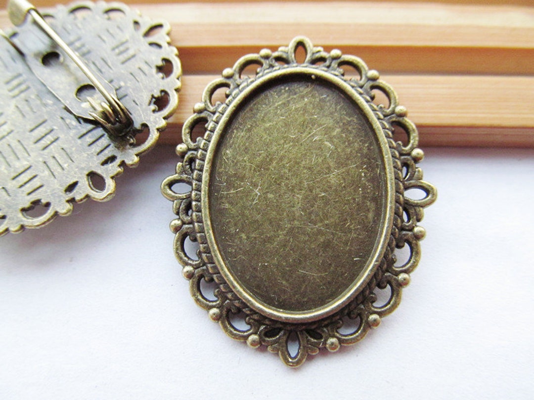 Antique Silver/bronze/gold Handmade Oval Lace Border Brooch/pin/breast ...