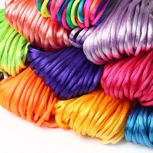 2mm 40 Colors Bright and Silky Shamballa Rat Tail Chinese Knot Cord String Rope,Jewelry Beading String, For Bracelet & Necklace