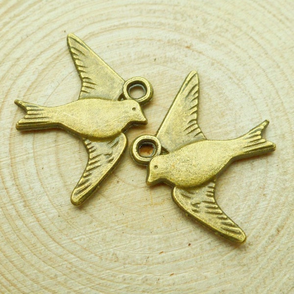 17mmx22mm Lovely Antique Silver tone/Antique Bronze Swallow/Bird/Dove Connector Pendant Charm/Finding,DIY Accessory Jewelry Making