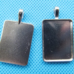 Dark Silver tone/Antique Bronze Rectangle Frame Base Setting Tray Bezel Pendant Charm/Finding,fit 18mmx25mm Cabochon/Picture/Cameo,Big Bail