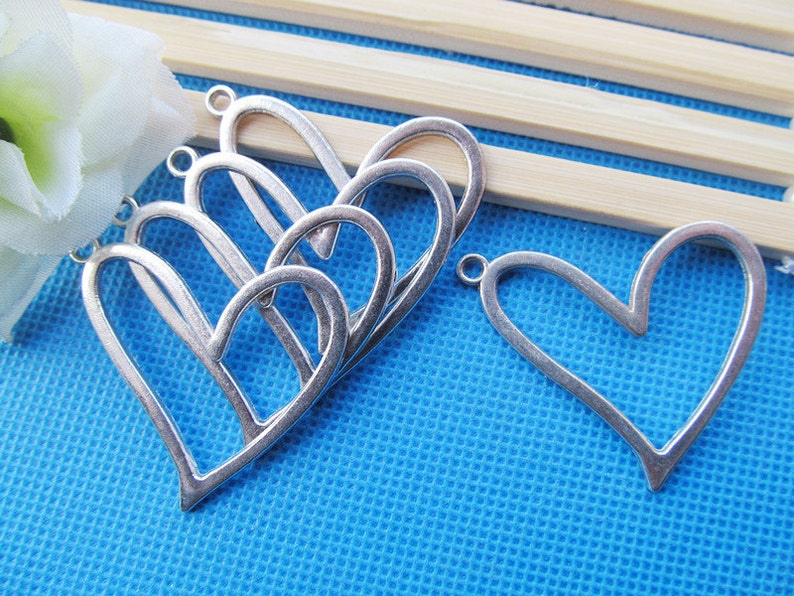 41.70mmx35mm Antique Silver toneAntique Bronze Flat Heart Frame Connector Pendant Charm Finding,Bracelet and Necklace Charm,DIY Accessory