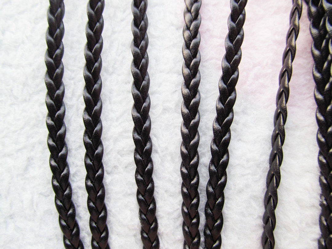 5.70mm Flat Black/brown Faux Braid Leather Cords String Rope,jewelry ...